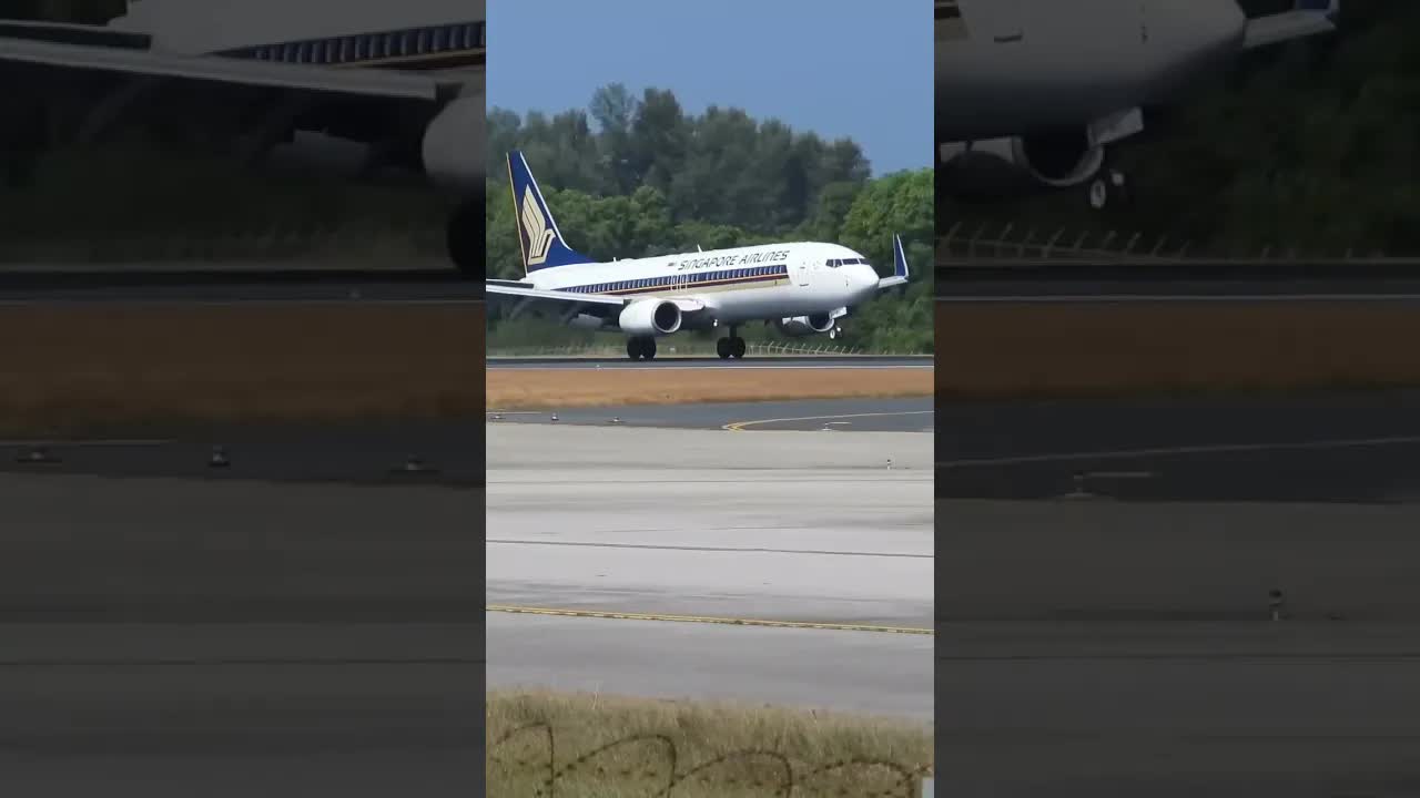Singapore Boeing 737 smooth landing into Phuket #avaition #thailand #planespotter