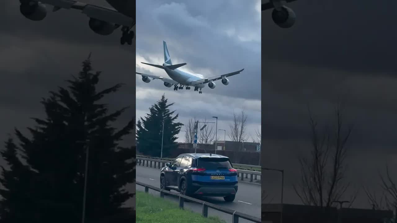 Boeing 747 screaming in to land #planespotting #heathrow #avaition