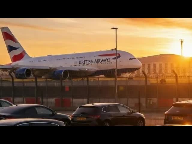 A380 Landing at Sunrise… This View is Unreal 🌅✈️