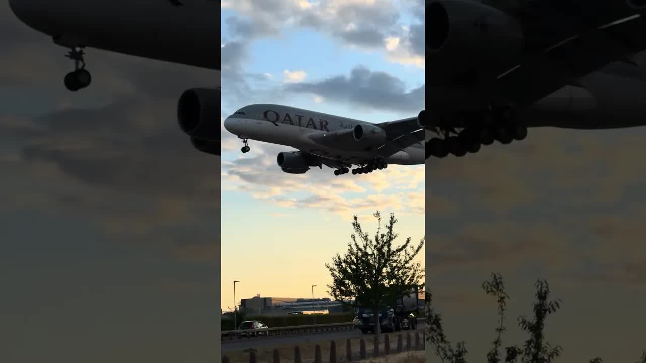 Qatar A380 6am early morning arrivals #aviation #heathrow