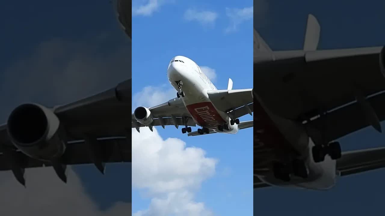 Emirates A380 flying into London Heathrow #airbus #heathrow #landing