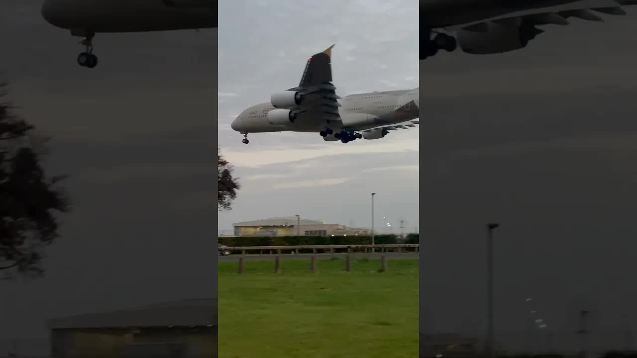 WOW Amazing looking etihad airway A380 #airbus #aviation #heathrow #landing #airplane
