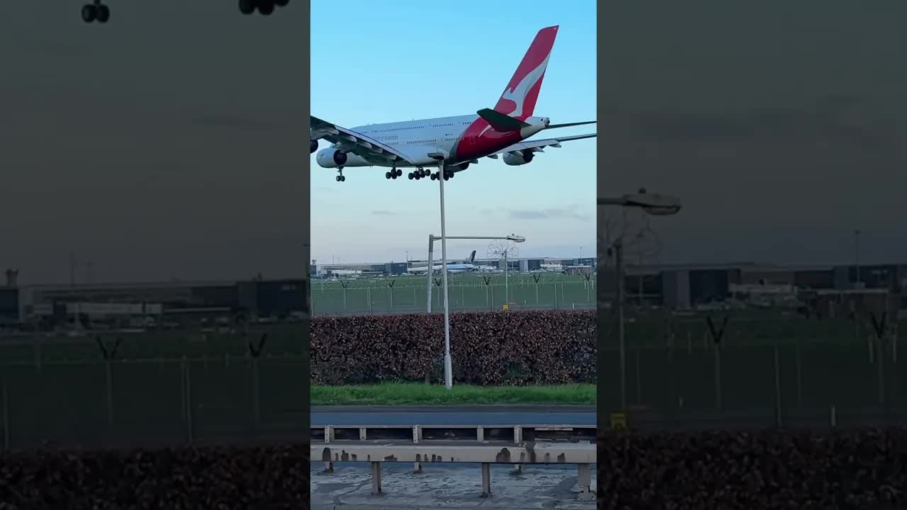 Qantas Airbus A380 landing in from singapore #aviation #planespotting #heathrow