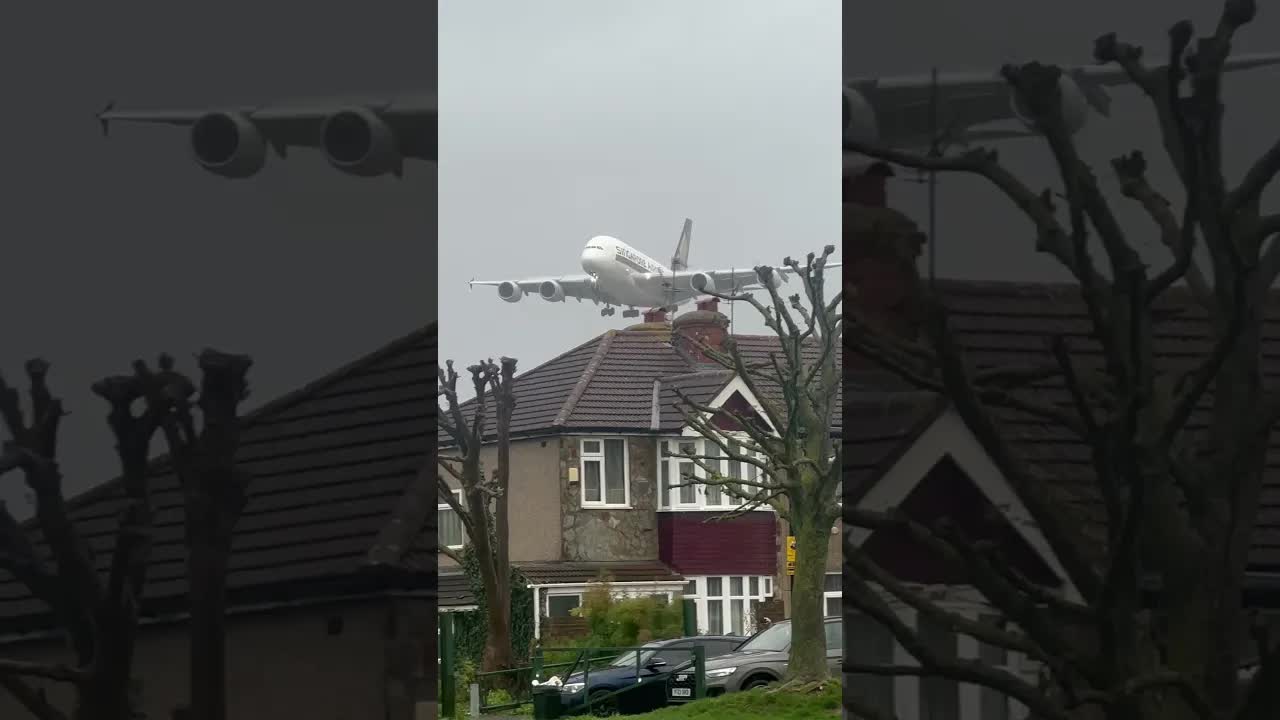 STORM CIARAN , NO PROBLEM FOR SINGAPORE A380 , FLOATS THROUGH THE SKY #avaition #heathrow #airbusa