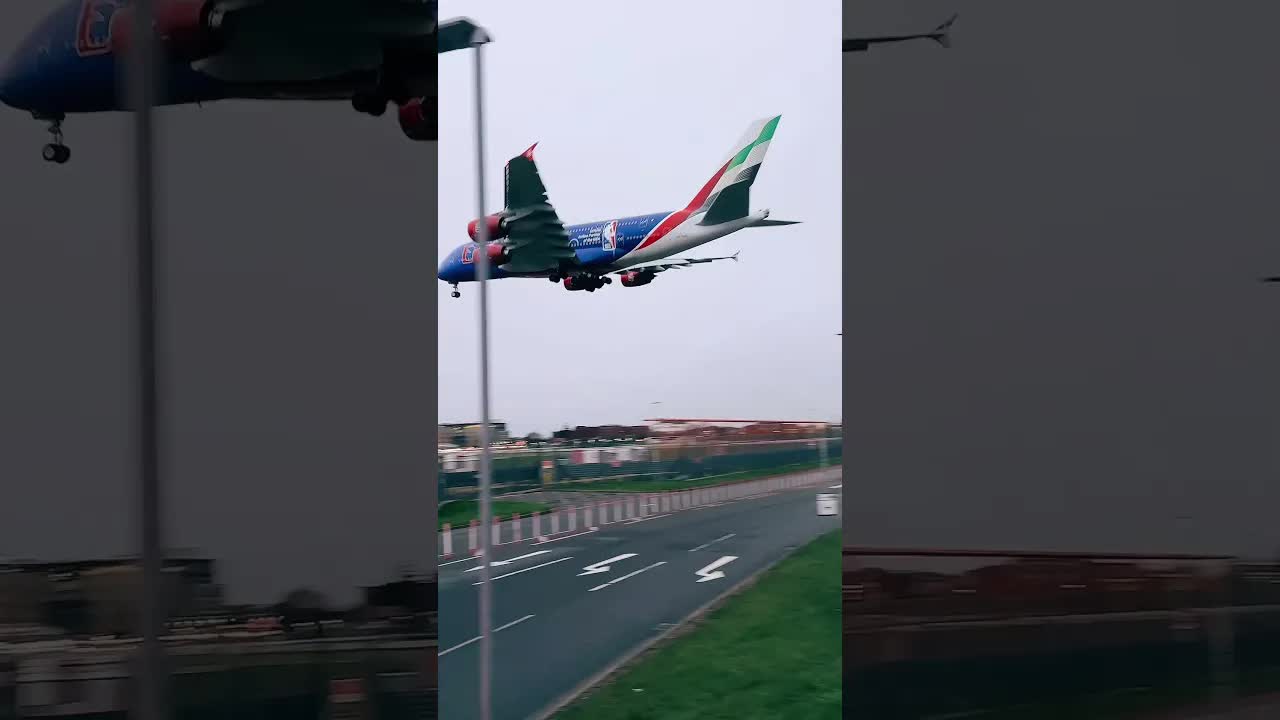 Emirates Airbus A380 with NBA livery #aviation #heathrowplanespotting #airbusa380