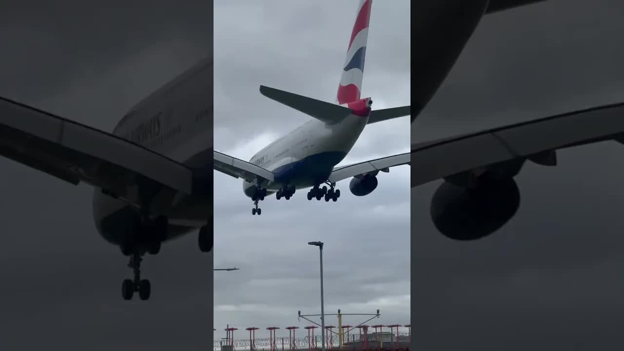 British Airways A380 landing in the home of british airways Heathrow airport #avaition #airbus
