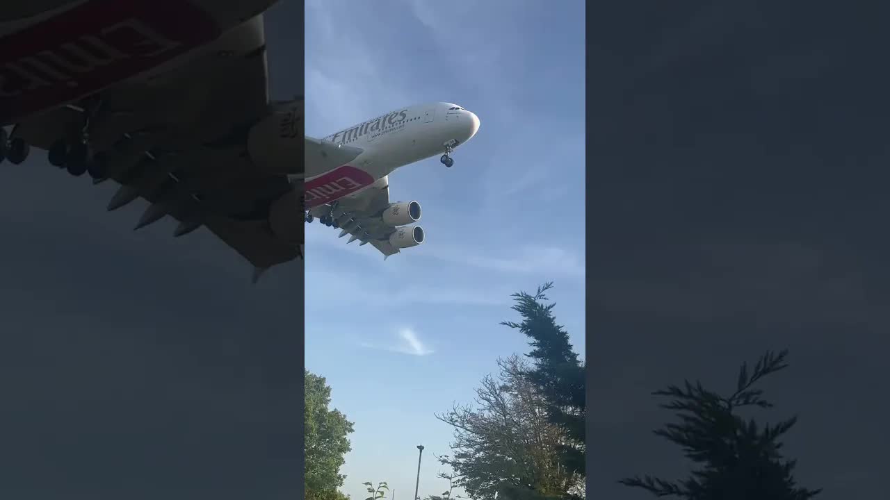 Huge Emirates A380 arriving at Heathrow ✈️ #aviation #airbus #planespotting