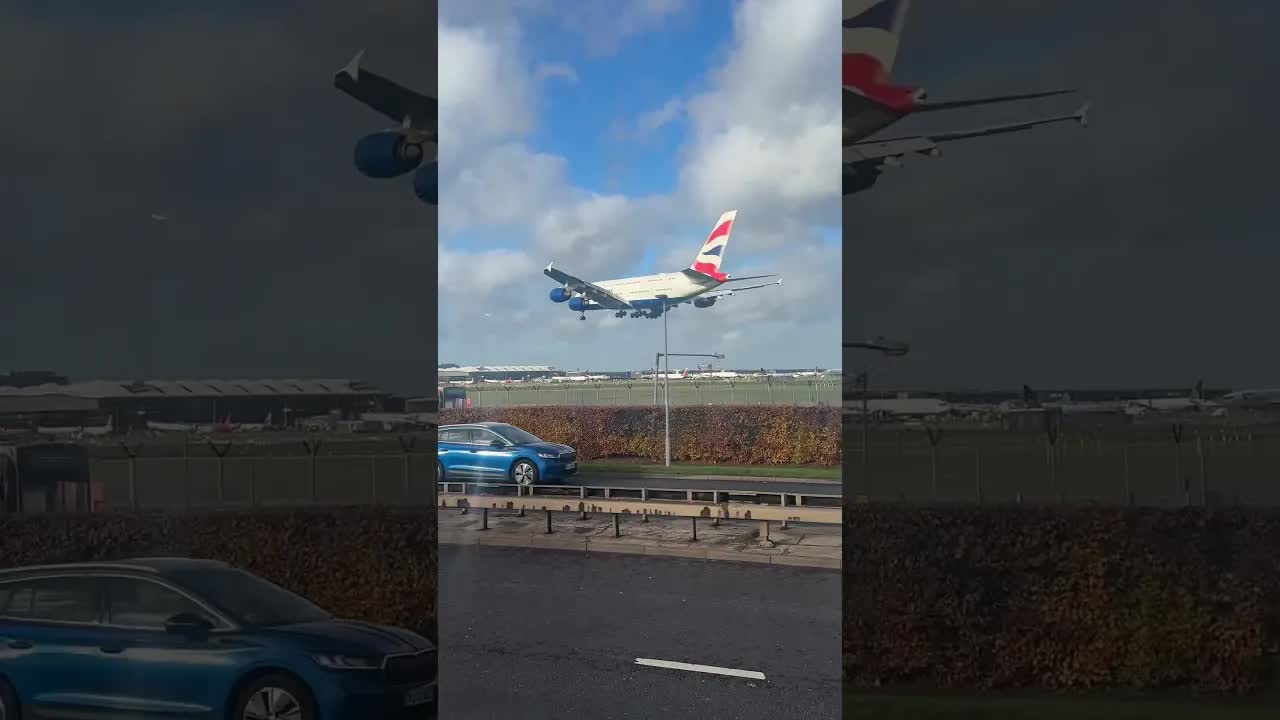 Size difference between an A319 and A380 British Airways #aviation #heathrow #planespotter
