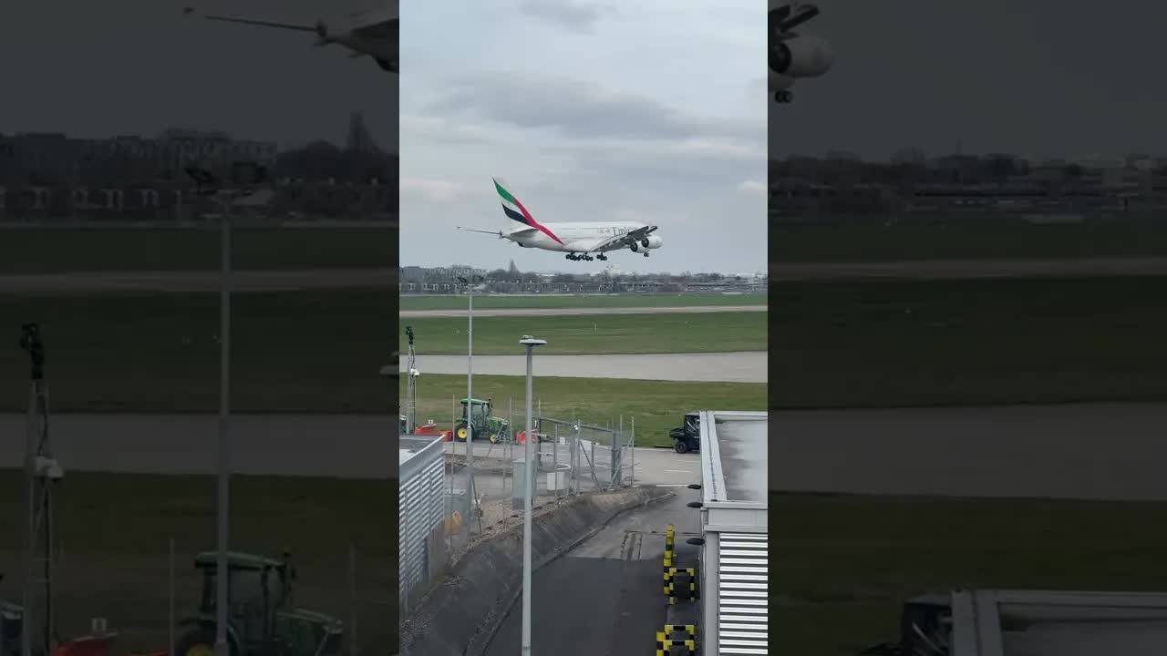 Emirates A380 , windy day in London had to block the sound out #planespotting #avaition #heathrow