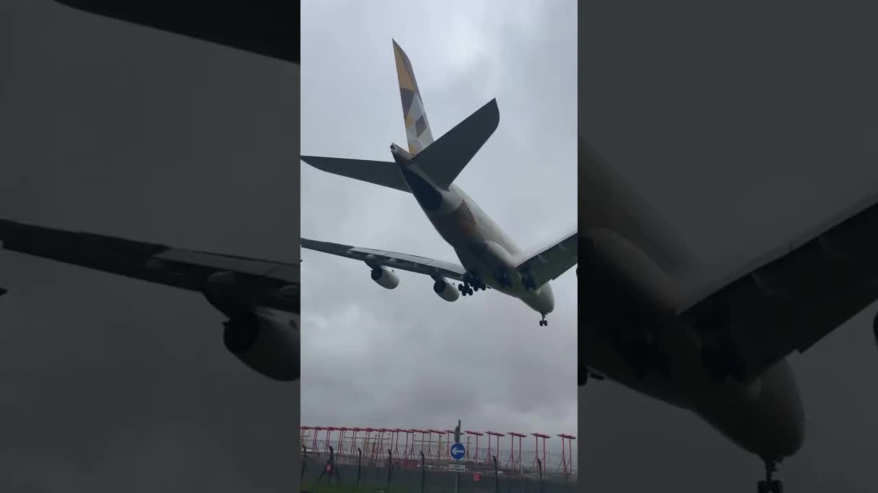 Etihad Airbus A380 close up and loud #avaition #planespotting #heathrow