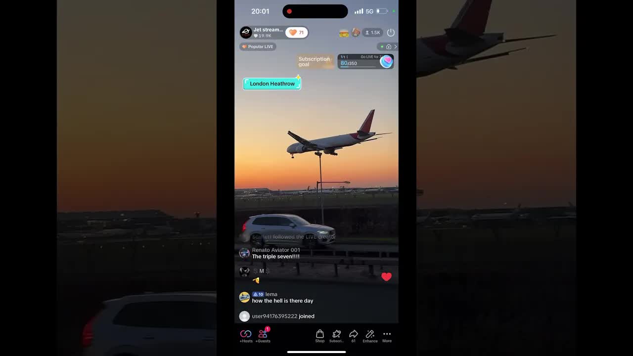 TikTok live video, Air India Boeing 777 landing in to Heathrow #aviation #planespotting #heathrow