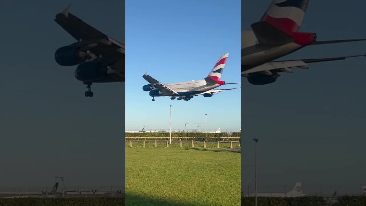 Super low landing of the British Airway 🇬🇧 A380 #planespotting #heathrow #landing #aviation