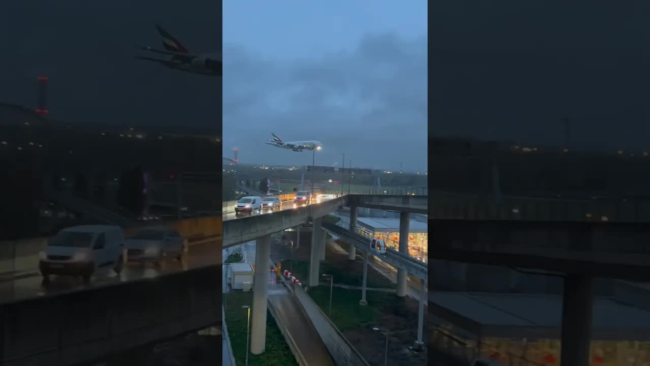 EMIRATES 🇦🇪 A380 C OMING IN TO LAND 💨 🌧️ #planespotting #airbus #aviation