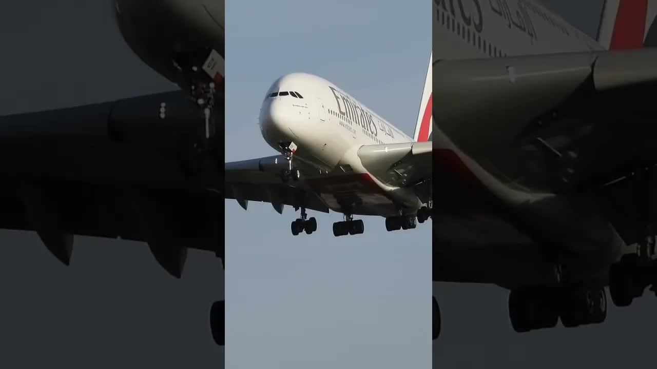 Emirates Airbus A380 landing in to Heathrow #avaition #planespotting