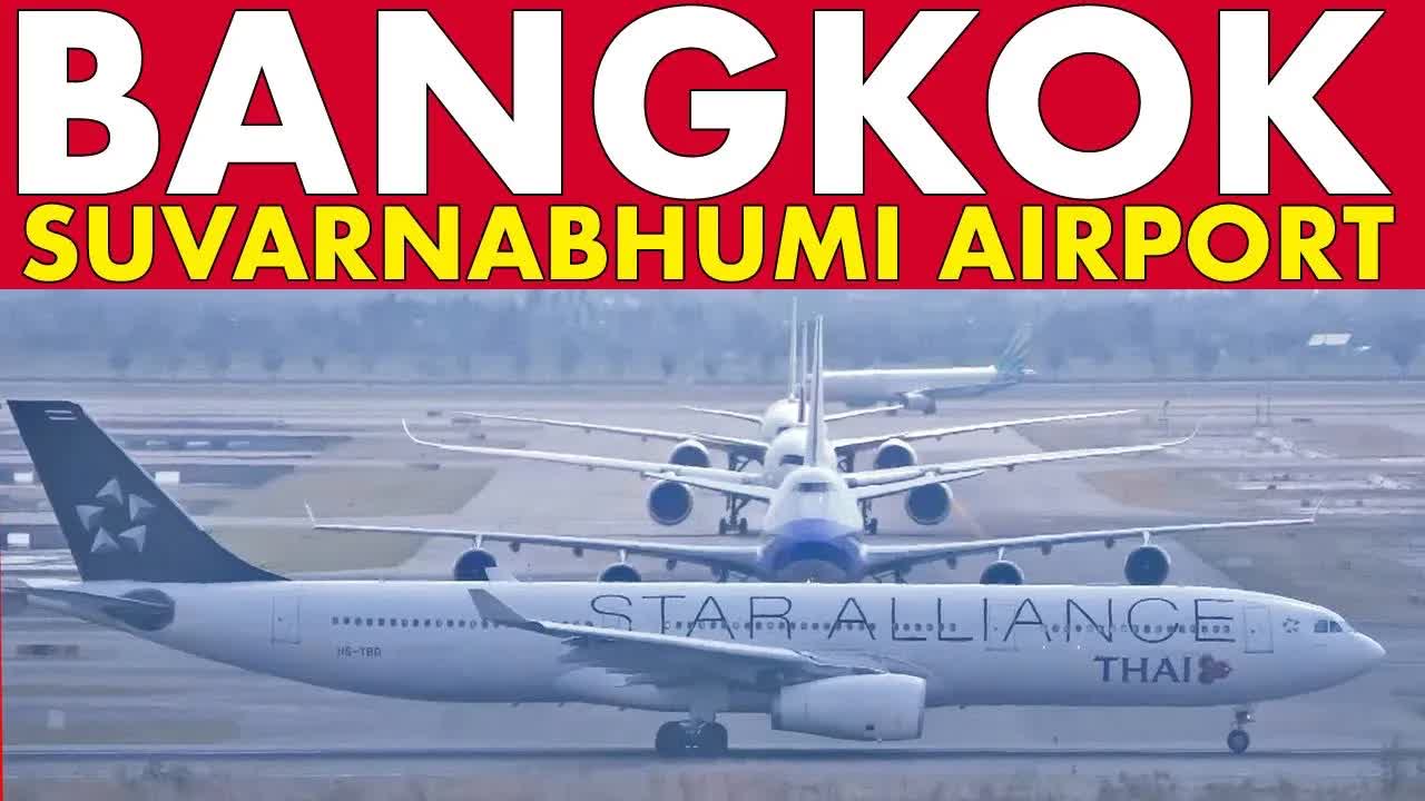 Bangkok Suvarnabhumi Airport 🇹🇭 evening takeoff’s