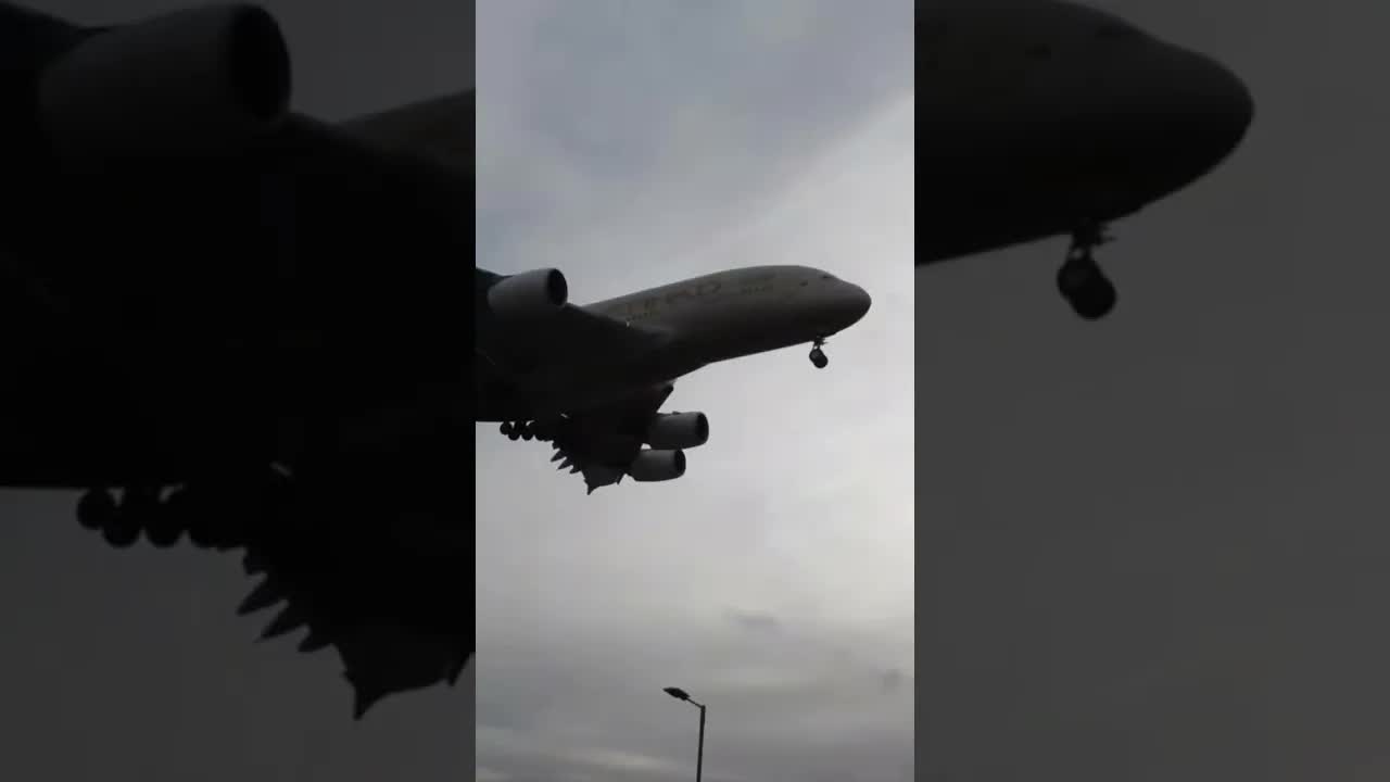 Etihad Airbus A380 Screaming in to land, the king of sky and king of the Airlines #avaition #Airbus