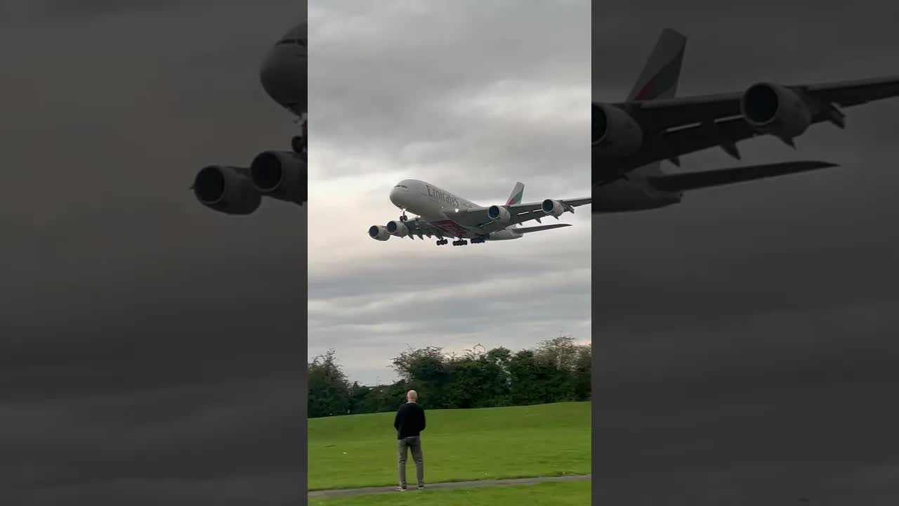 EMIRATES A380 SIDEWAYS IN THE WIND 💨 #heathrow #avaition #shorts
