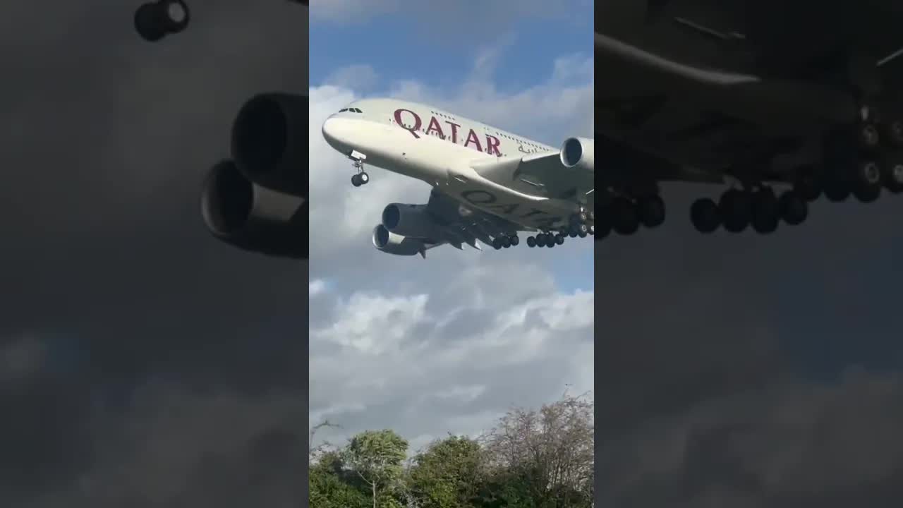 HUGE QATAR AIRLINES A380 #heathrow #avaition #planespotting