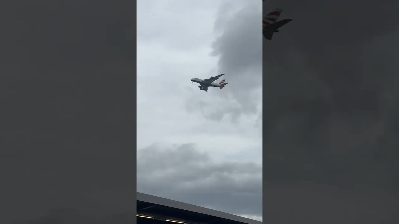 Waiting on tube to go plane-spotting and this bad boy flys over #airbusa380 #aviation #heathrow
