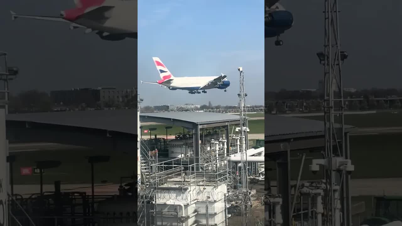 British Airways Airbus 380 landing in to London Heathrow #aviation #heathrow #planespotting
