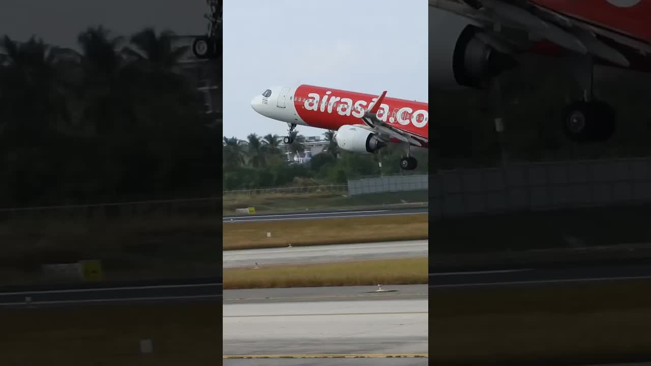 AirAsia A321 takes off from Phuket airport Thailand 🇹🇭 #airasia #aviation #planespotting