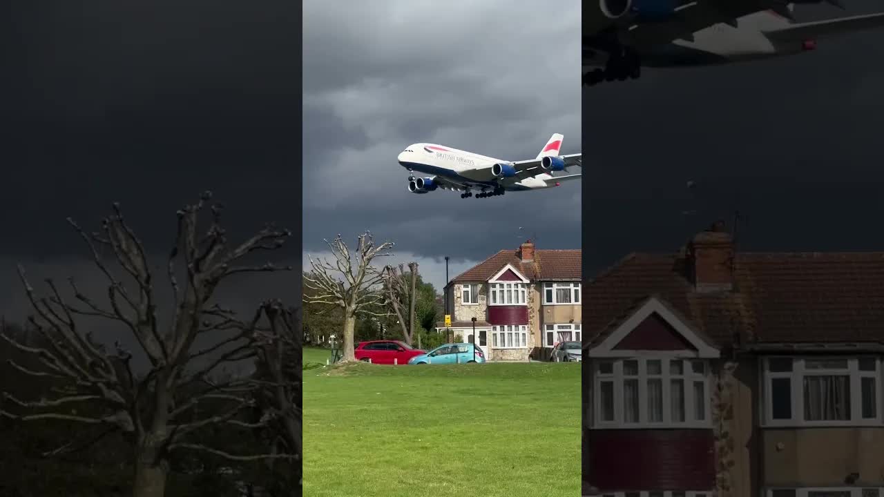 THE WORLDS BIGGEST PASSENGER PLANE , THE AIRBUS A380 . #aviation #heathrow #london #landing