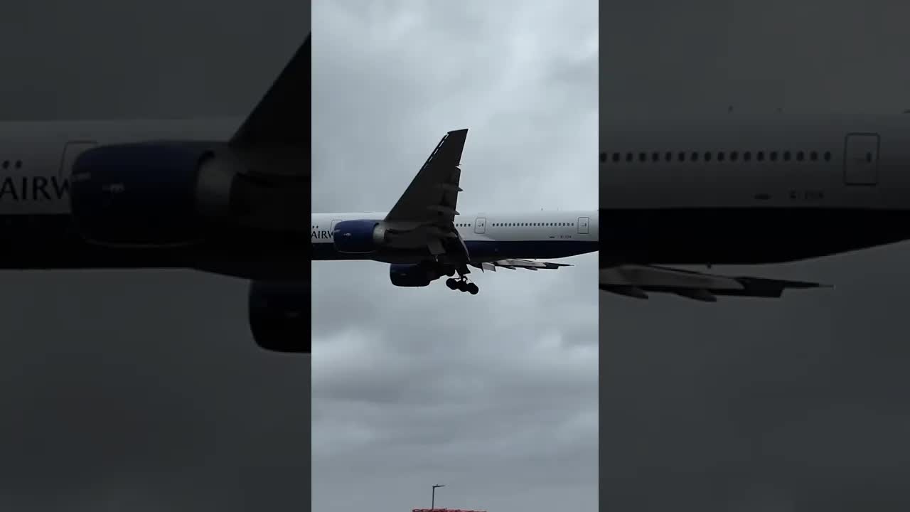 British Airways Boeing 777 landing in to Heathrow in the 💨 #avaition #b777 #planespotting