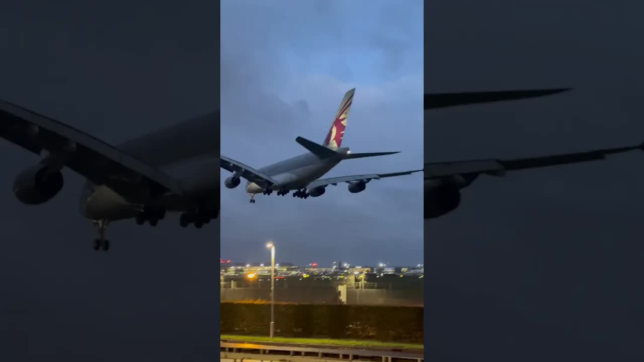 CLOSE UP TO QATAR A380 ✈️😍🛬 #heathrow #avaition Airbus