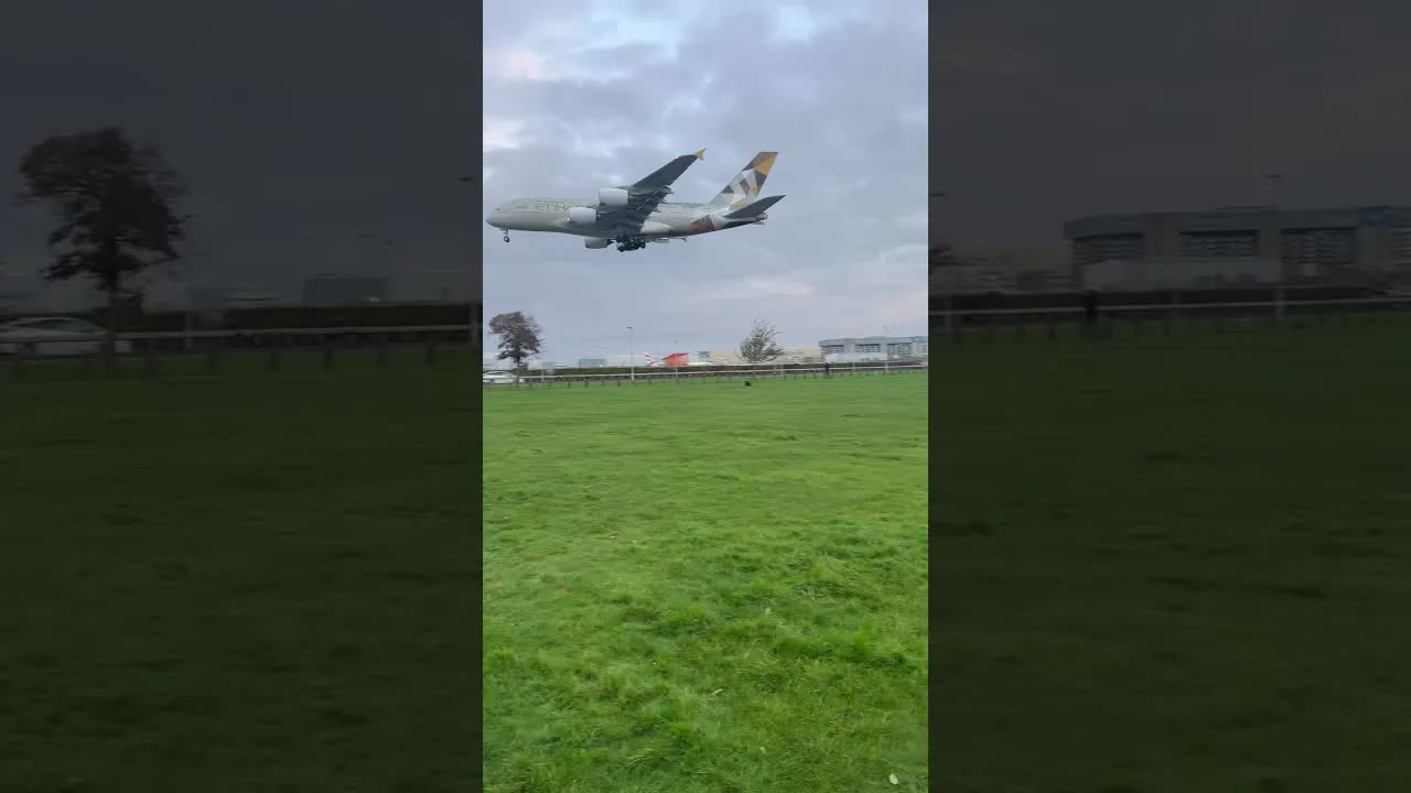 MONSTER OF A PLANE THE ETIHAD AIRBUS A380 #avaition #heathrowplanespotting #landing